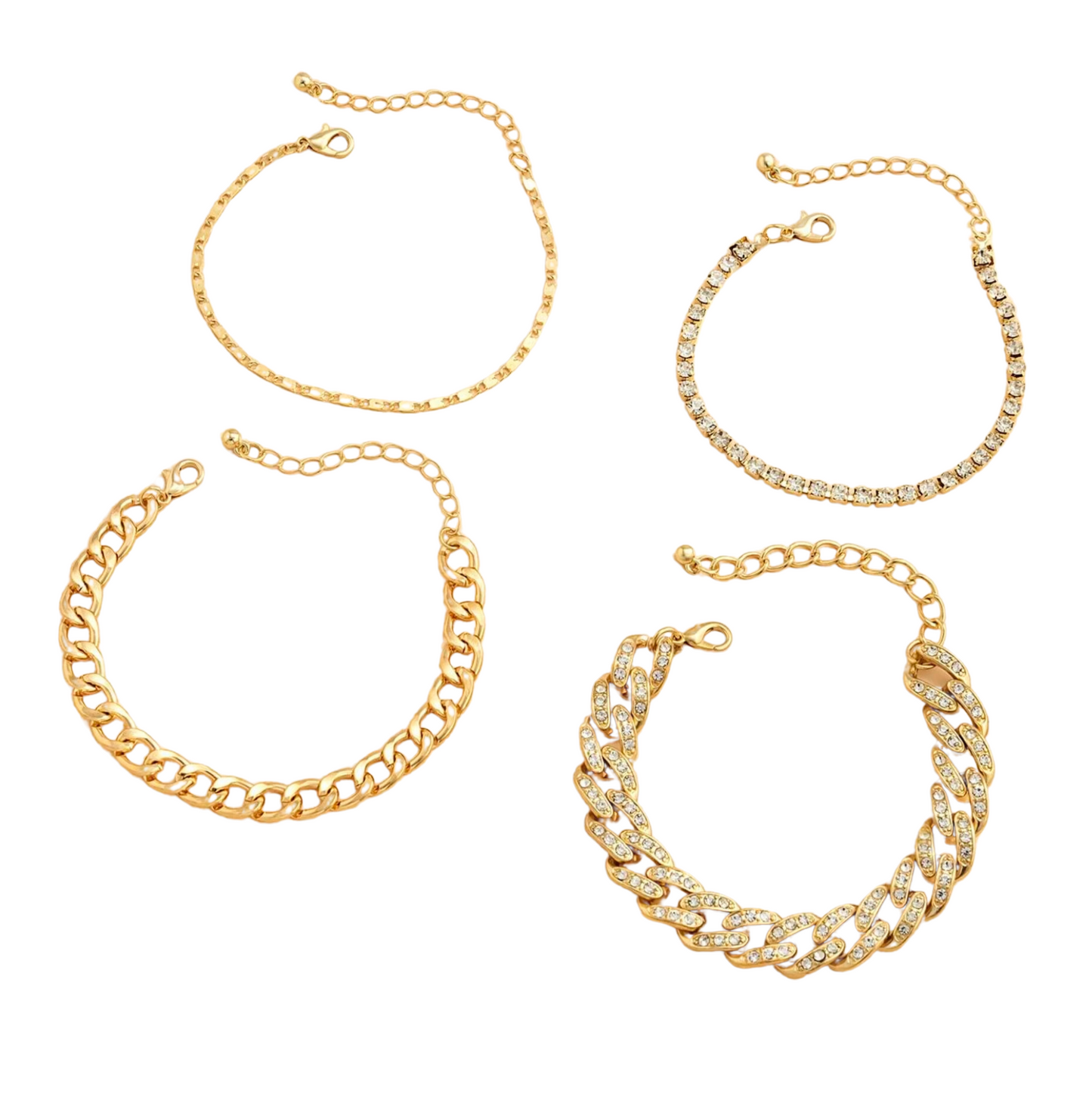Crystal Goldtone Chain Link Bracelet Set