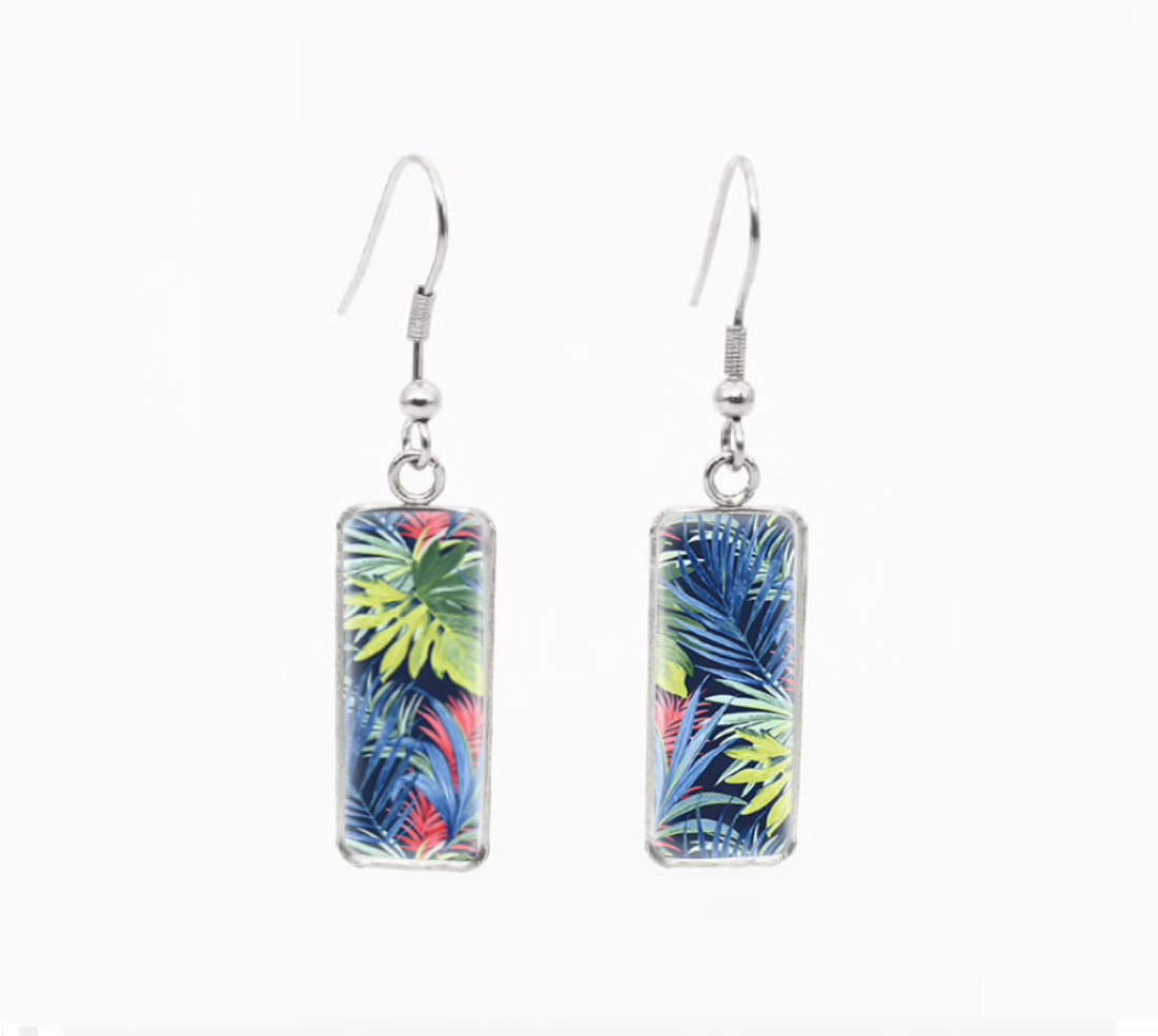 Patterned Rectangular Drop Earrings