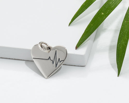 Sterling Silver Heartbeat Heart Pendant