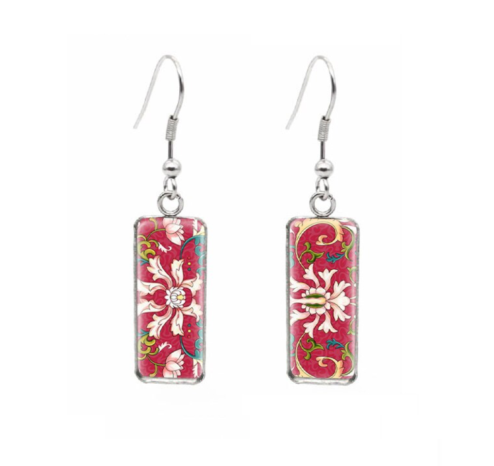 Patterned Rectangular Drop Earrings