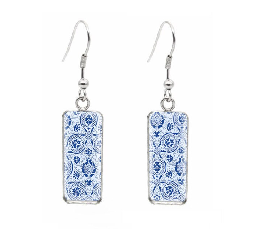 Patterned Rectangular Drop Earrings