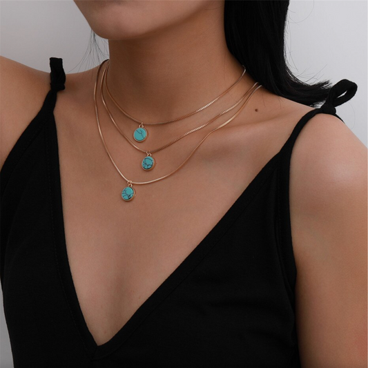 Turquoise Layered Gold Necklace