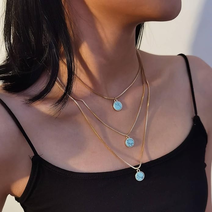 Turquoise Layered Gold Necklace