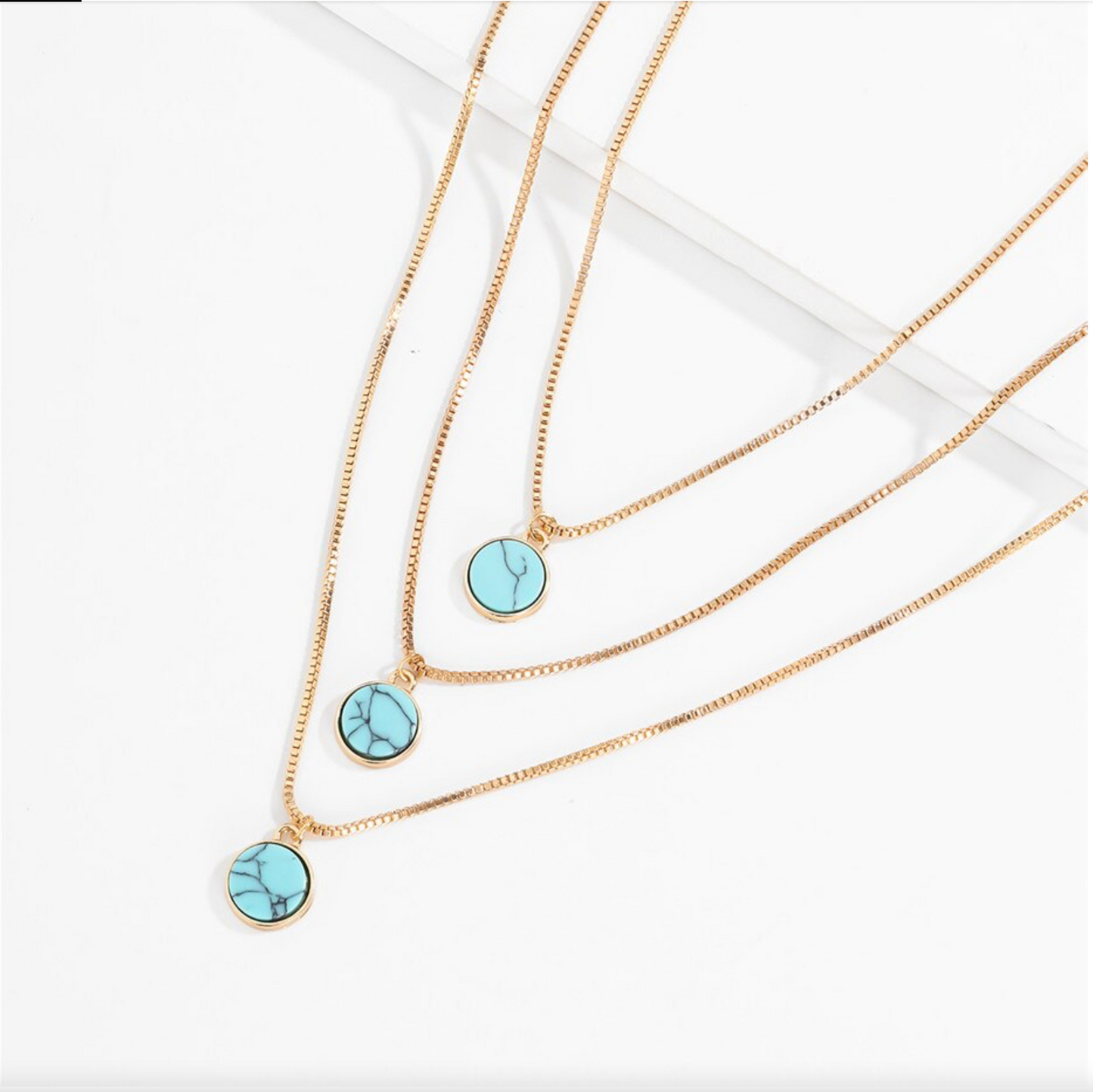 Turquoise Layered Gold Necklace