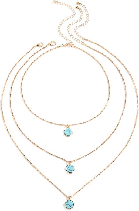 Turquoise Layered Gold Necklace