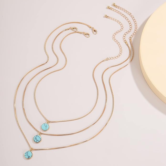 Turquoise Layered Gold Necklace