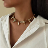 Goldtone Spiked Choker Necklace