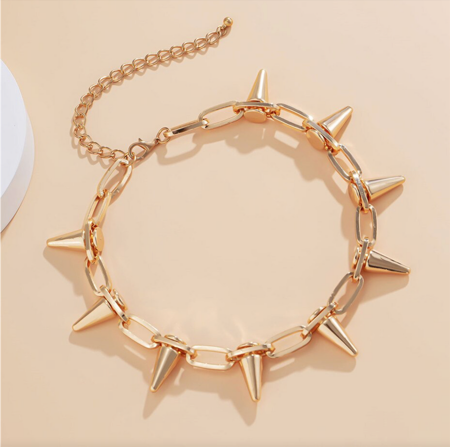 Goldtone Spiked Choker Necklace