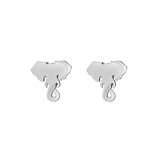 Sterling Silver Elephant Stud Earrings