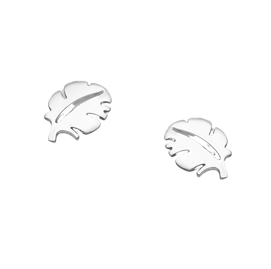 Sterling Silver Dainty Leaf Stud Earrings