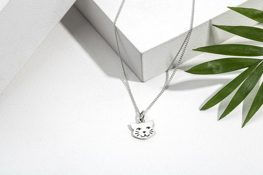 Sterling Silver Dainty Cat Pendant Necklace