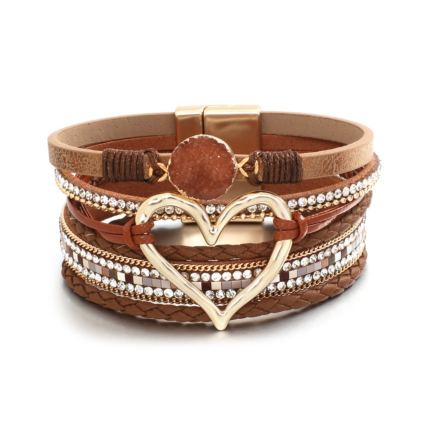 Faux Leather Heart Multi-strand Bracelet