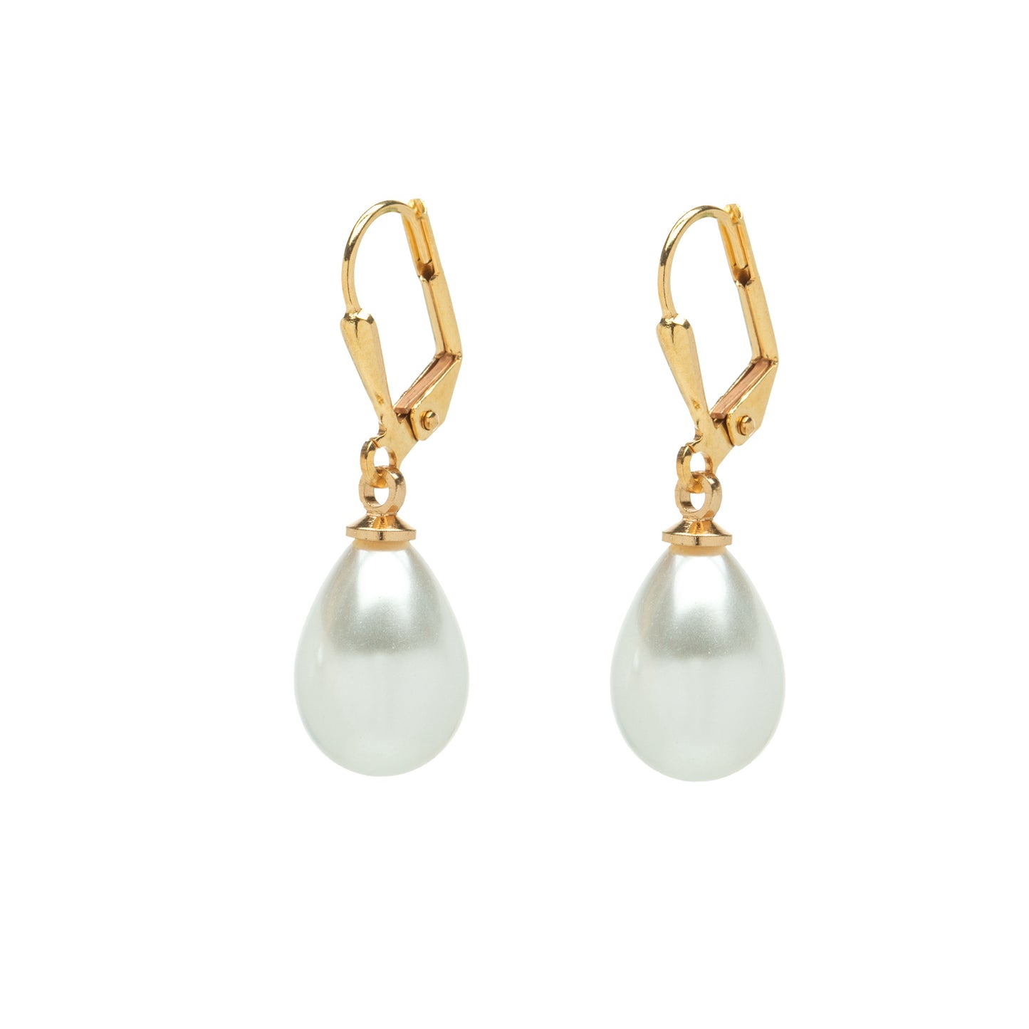 Imitation Pearl & Goldtone Leverback Earrings