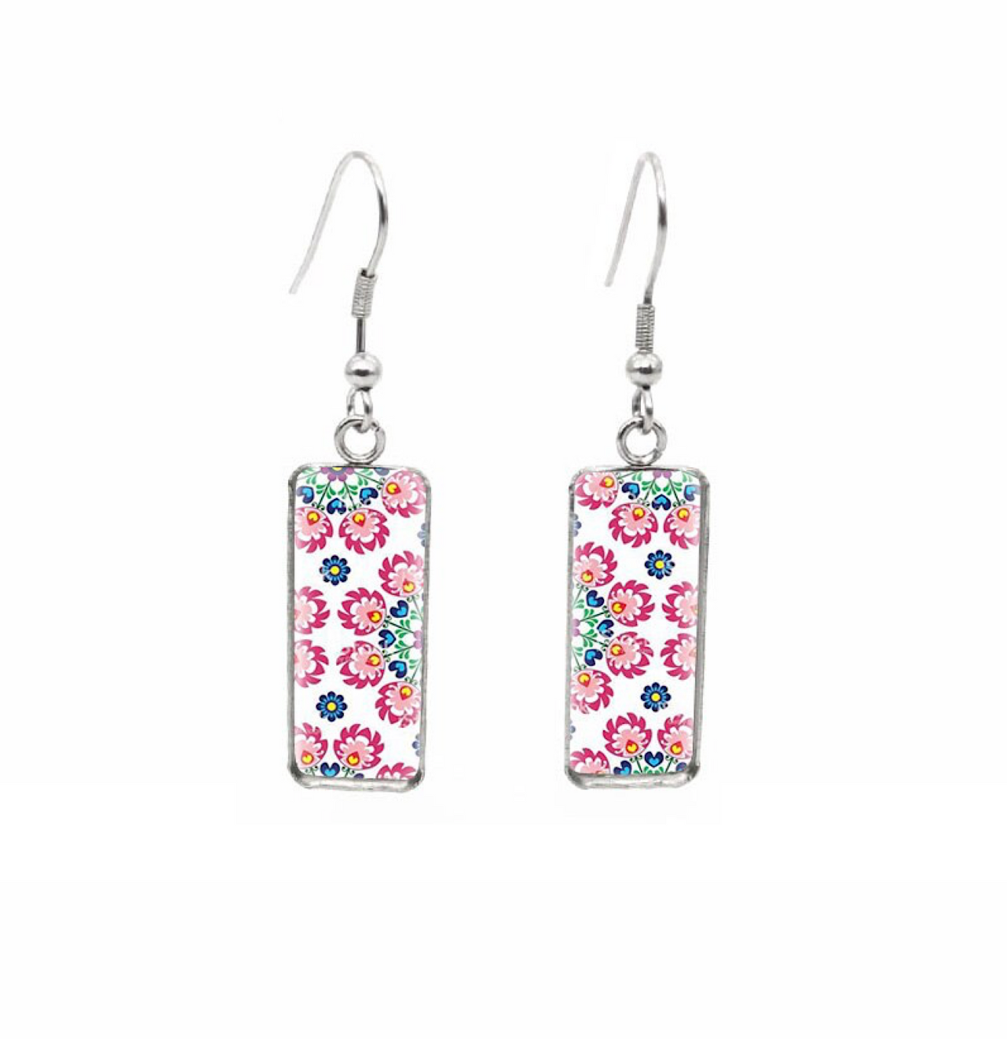 Patterned Rectangular Drop Earrings