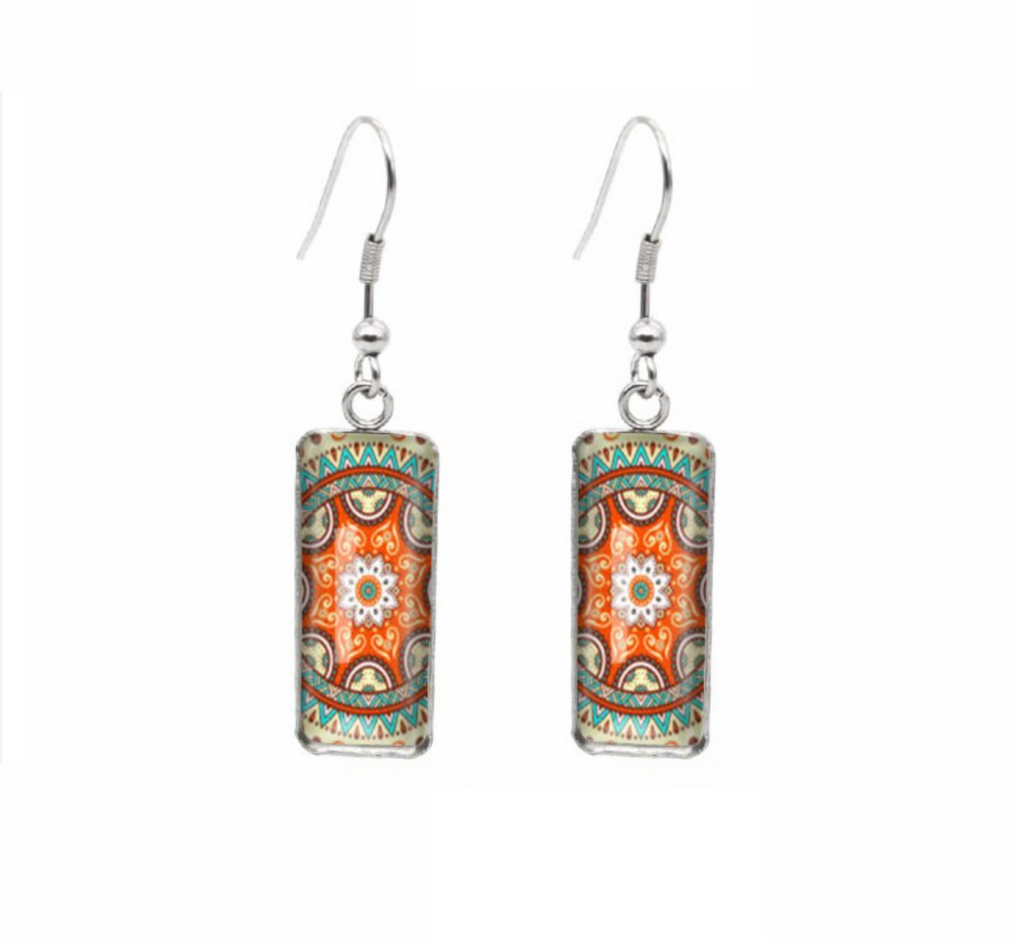 Patterned Rectangular Drop Earrings