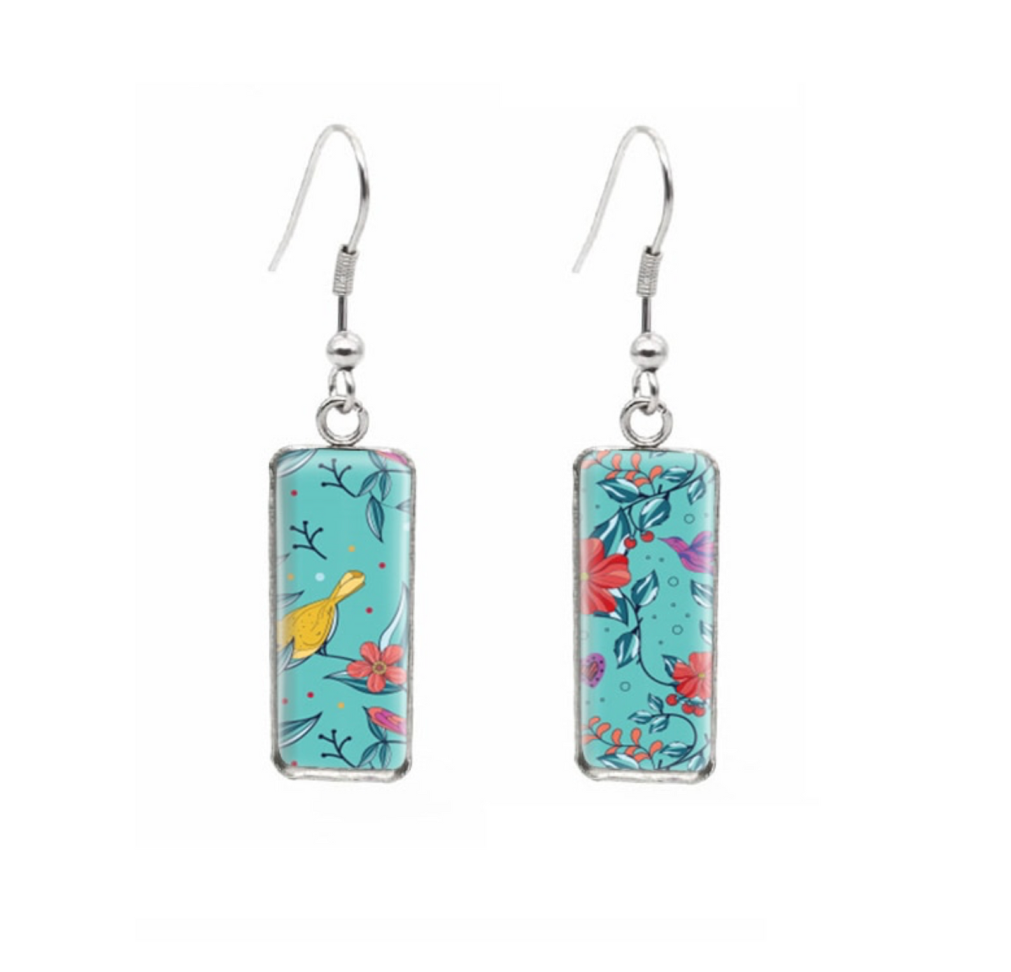 Patterned Rectangular Drop Earrings