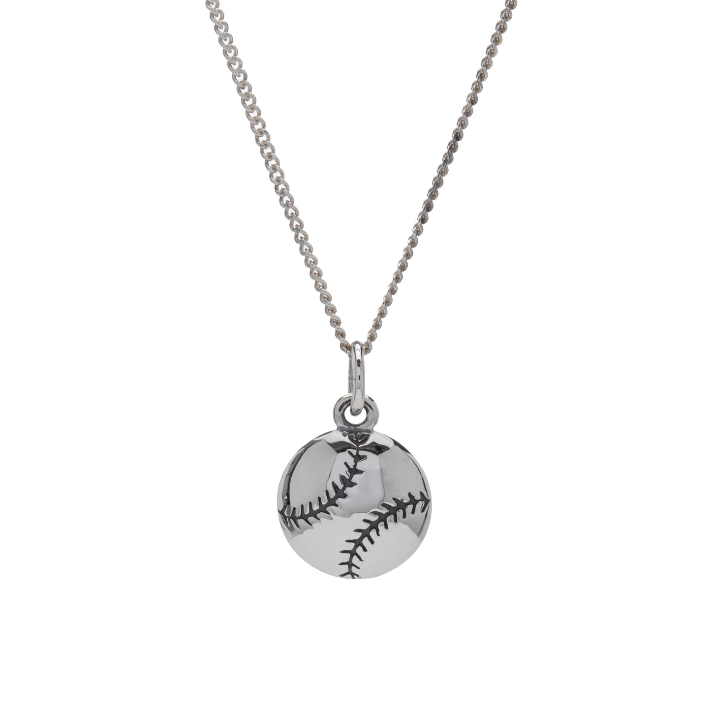 Sterling Silver Baseball Pendant Necklace