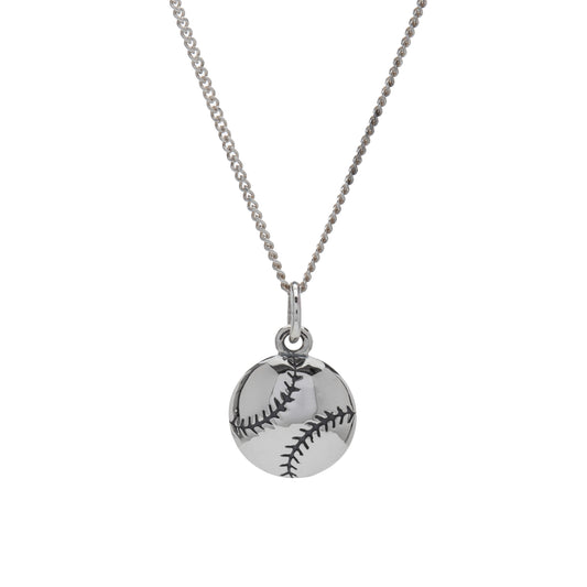 Sterling Silver Baseball Pendant Necklace