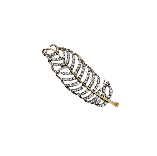 Brass Crystal Feather Hairpin