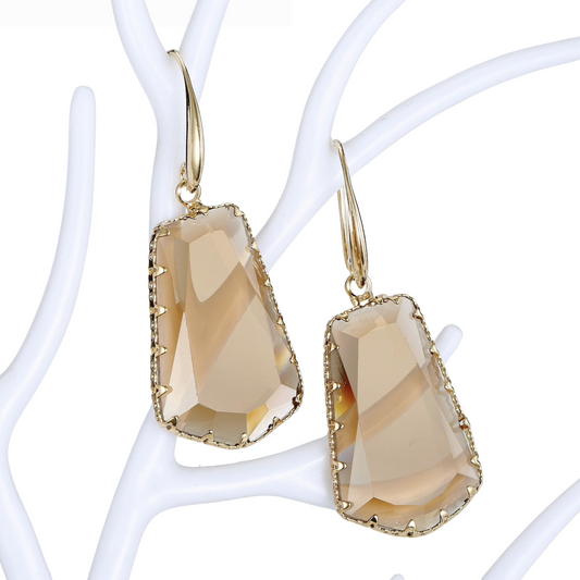 Goldtone Champagne Crystal Drop Earrings