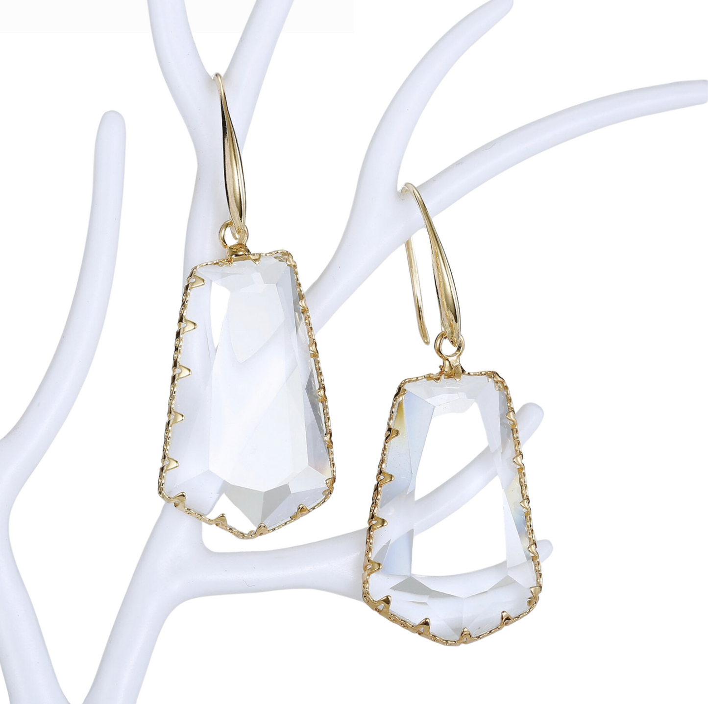 Goldtone Clear Crystal Drop Earrings