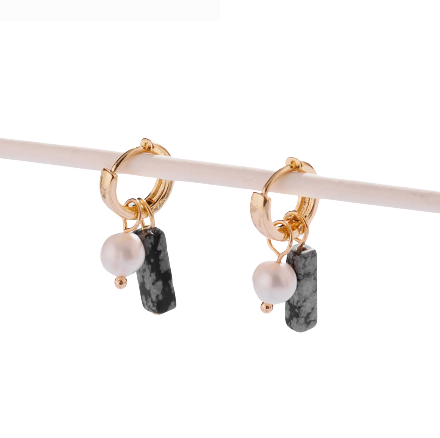 Freshwater Pearl Jasper Huggie Hoop Earrings