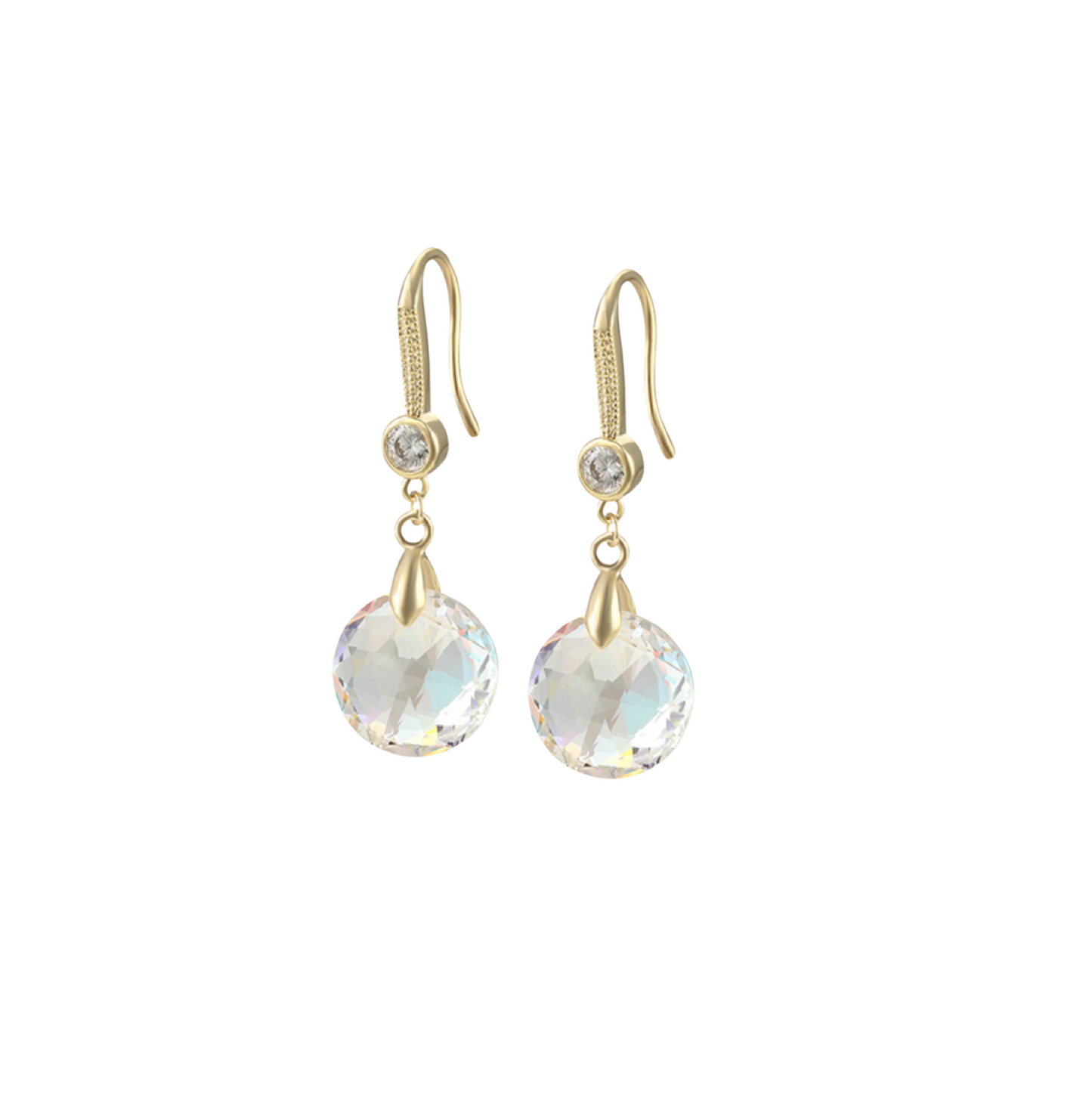 Goldtone Aurora Borealis Swarovski Crystal Drop Earrings