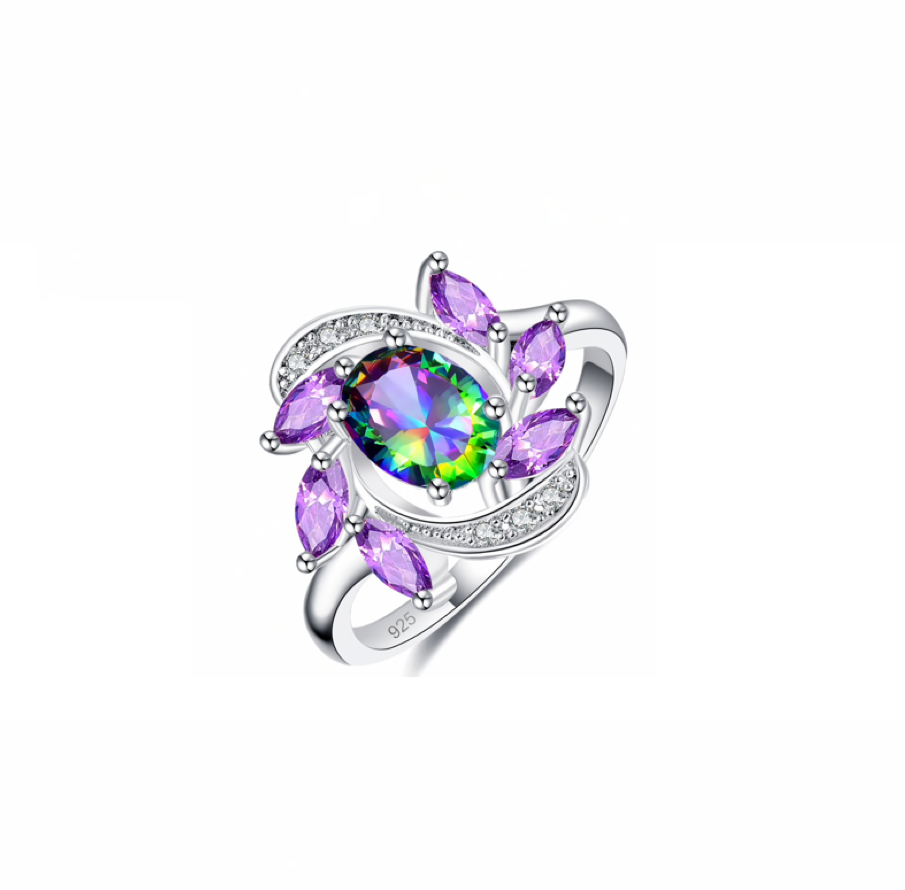 Purple Mystic Topaz Cubic Zirconia Ring