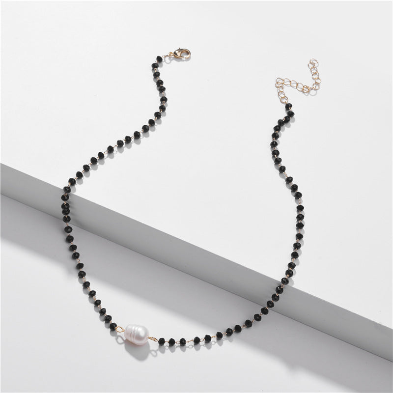 Black Beaded Freshwater Pearl Necklace