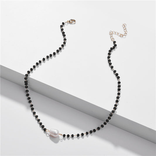 Black Beaded Freshwater Pearl Necklace