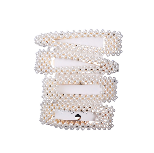 Goldtone and Imitation Pearl Hair Clip - set of Four