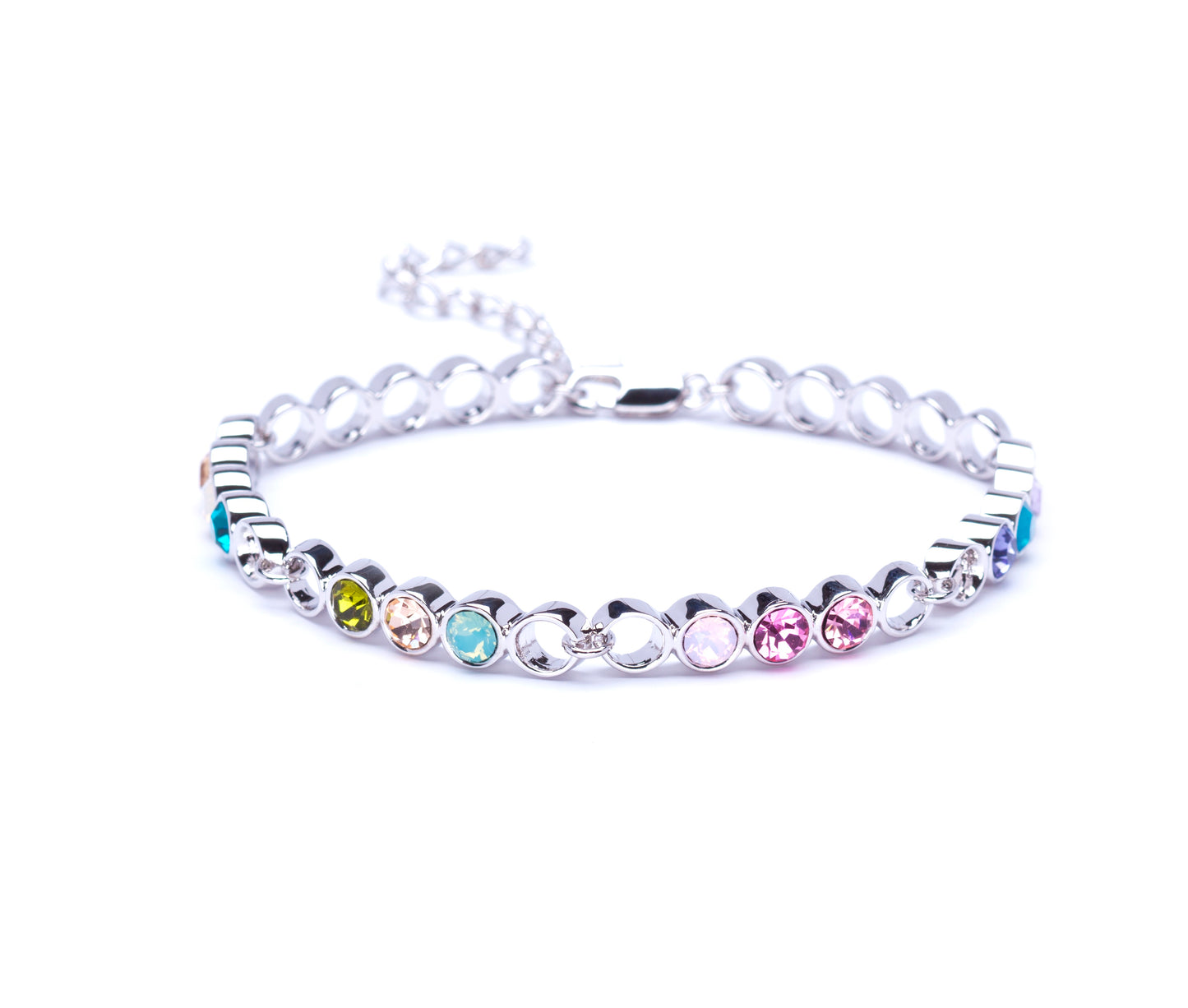 Crystal Circular & Open Linked Bracelet