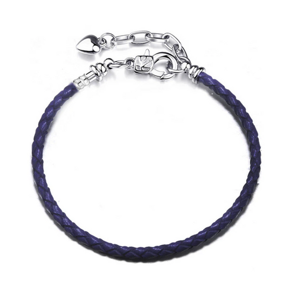 Silvertone Dark Navy Rope Charm Bracelet