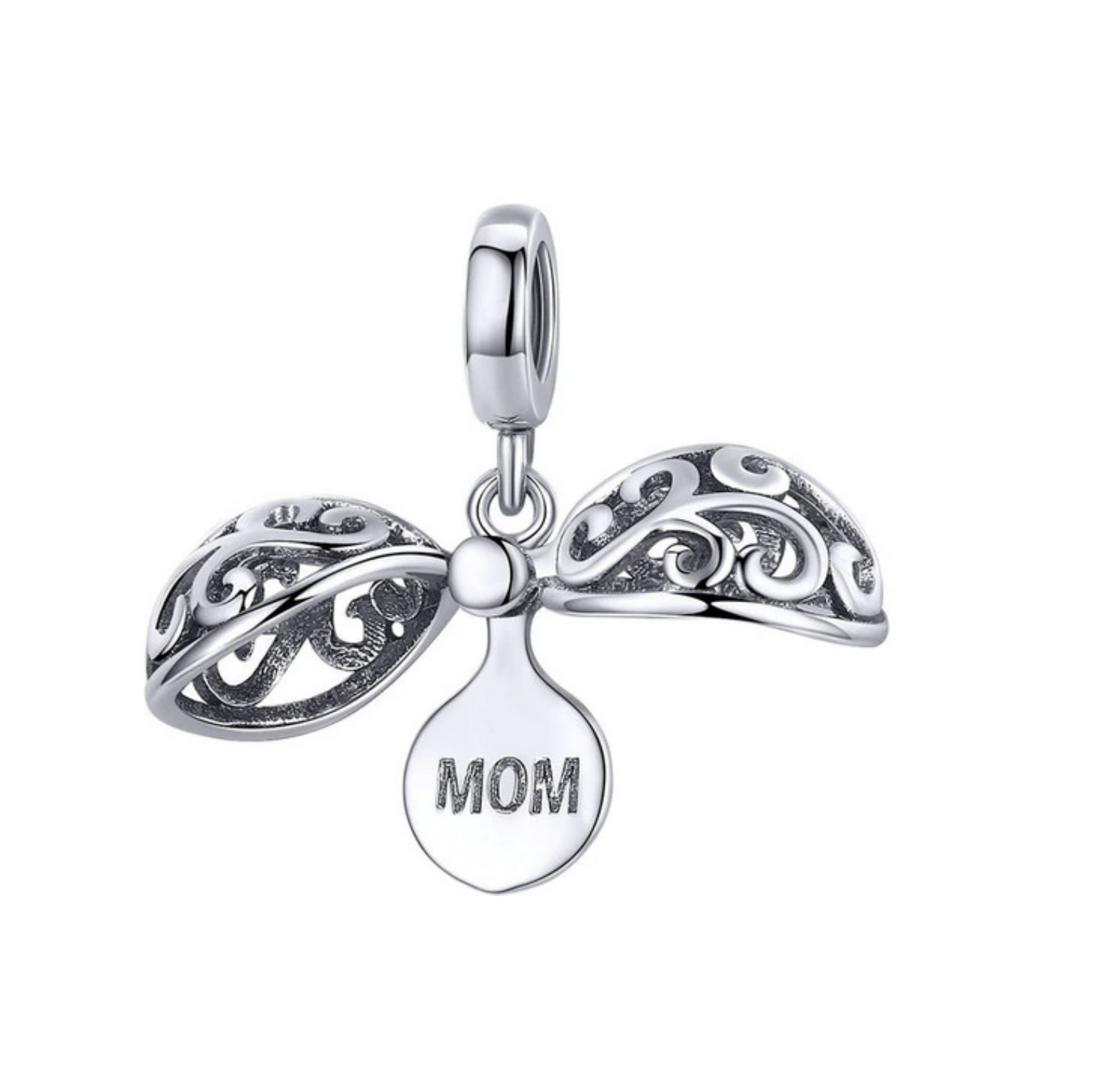 Sterling Silver Winged 'Mom' Charm