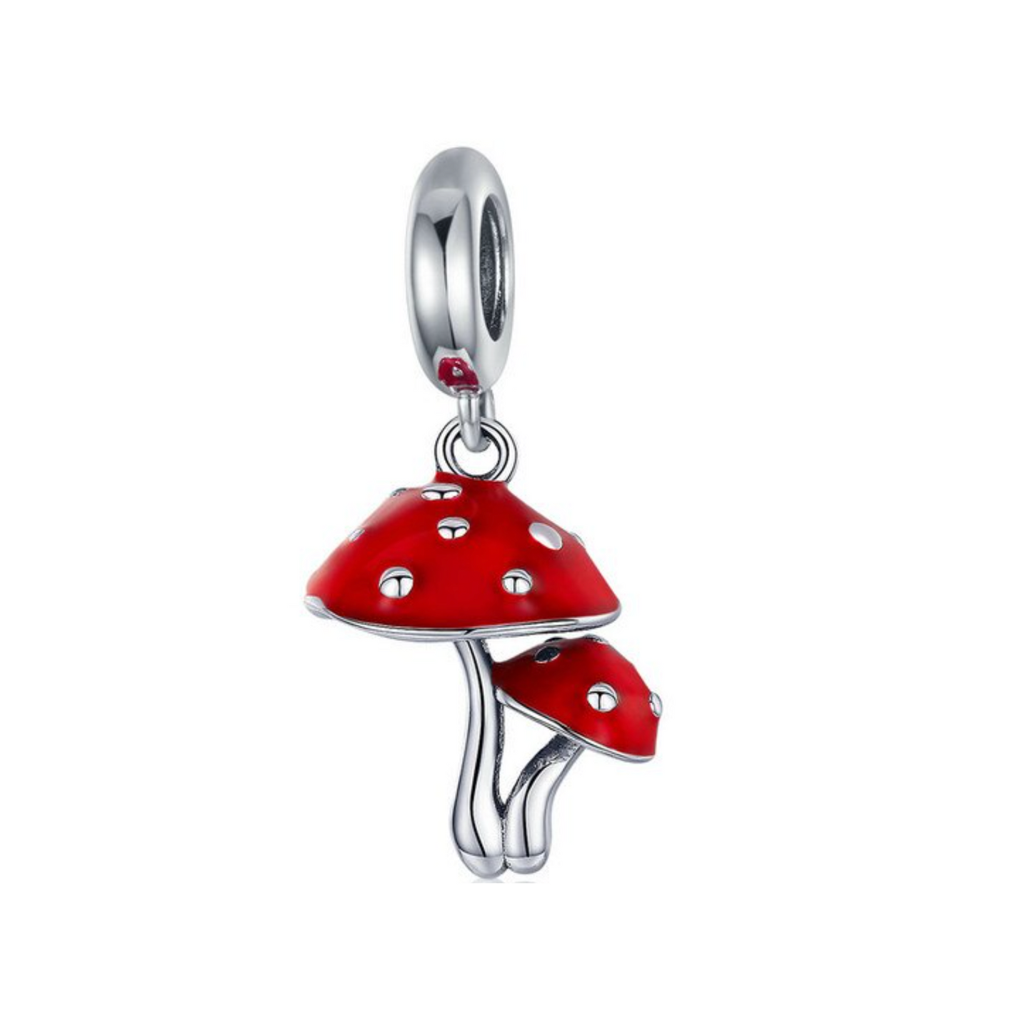 Sterling Silver Red Magic Mushroom Charm