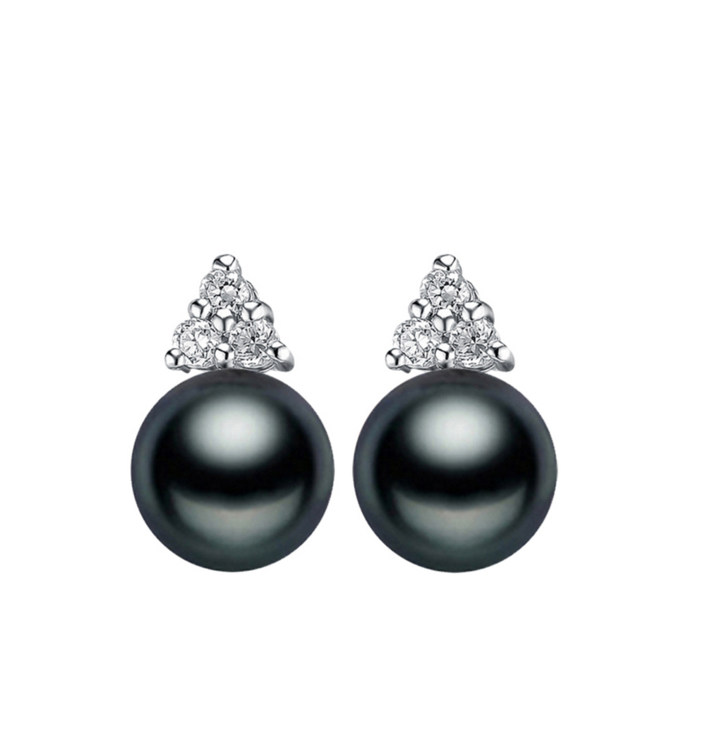 Black Freshwater Pearl & Cubic Zirconia Stud Earrings