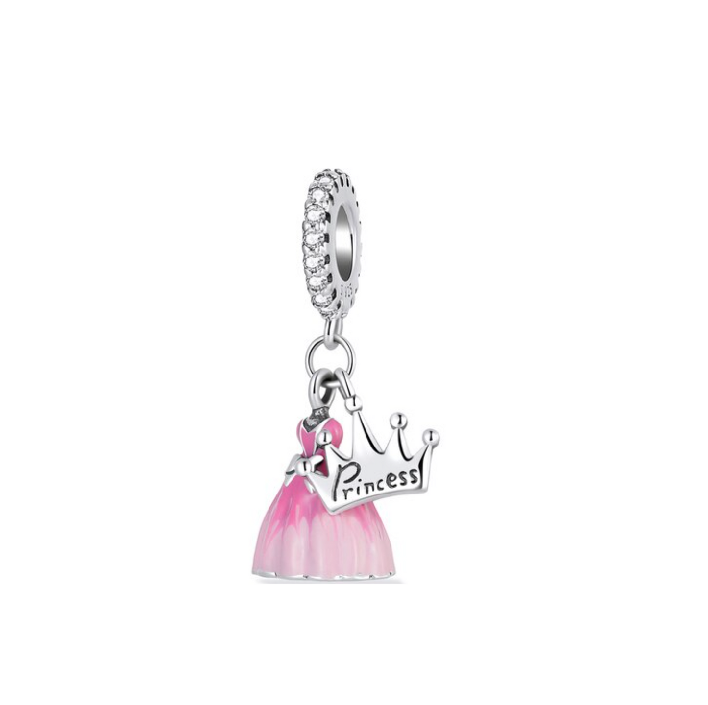 Pink & Sterling Silver 'Princess' Charm