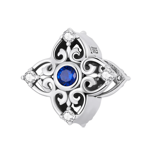 Blue Cubic Zirconia & Sterling Silver Blue Charm