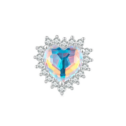 Cubic Zirconia & Sterling Silver Heart Statement Charm