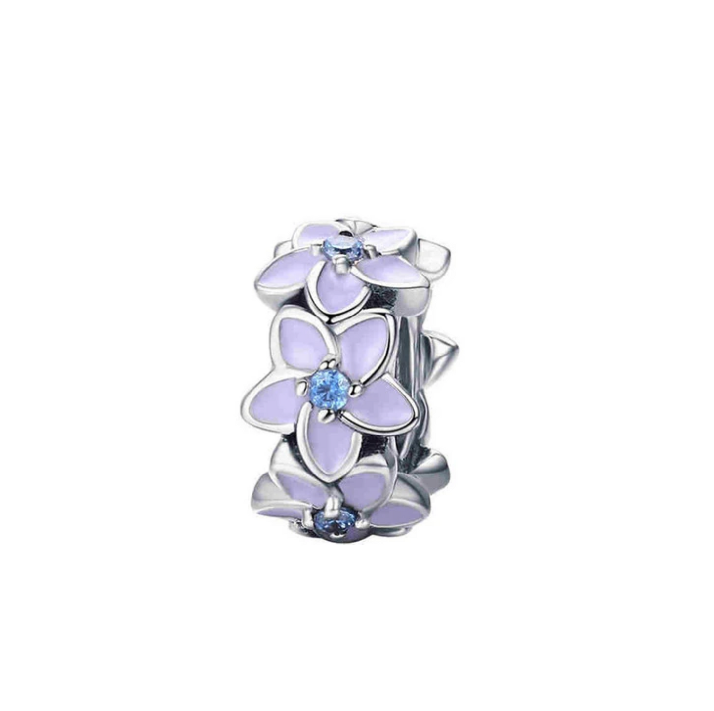 Purple & Blue Cubic Zirconia Flower Rondelle Charm