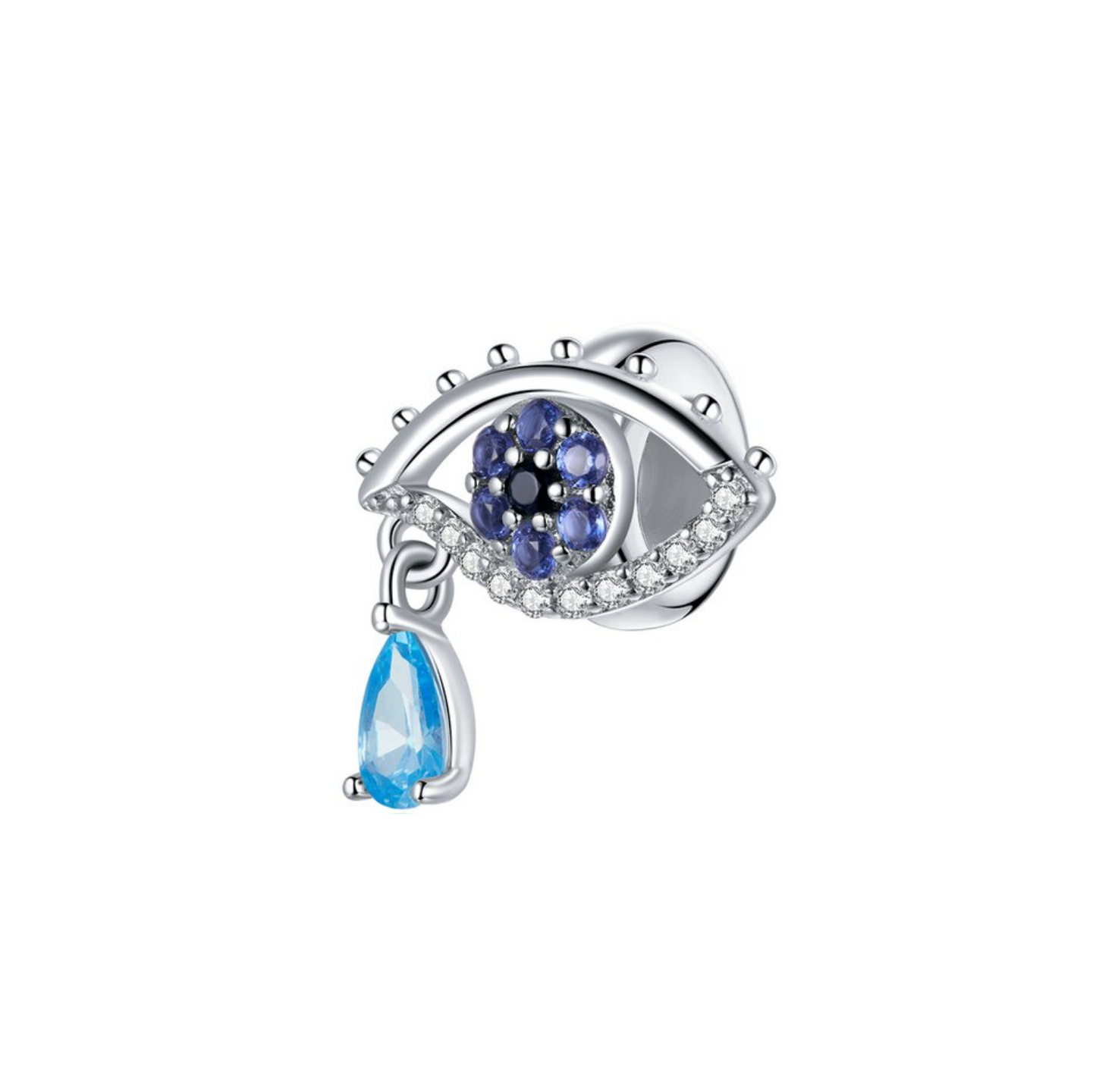 Blue Cubic Zirconia & Sterling Silver Eye Charm