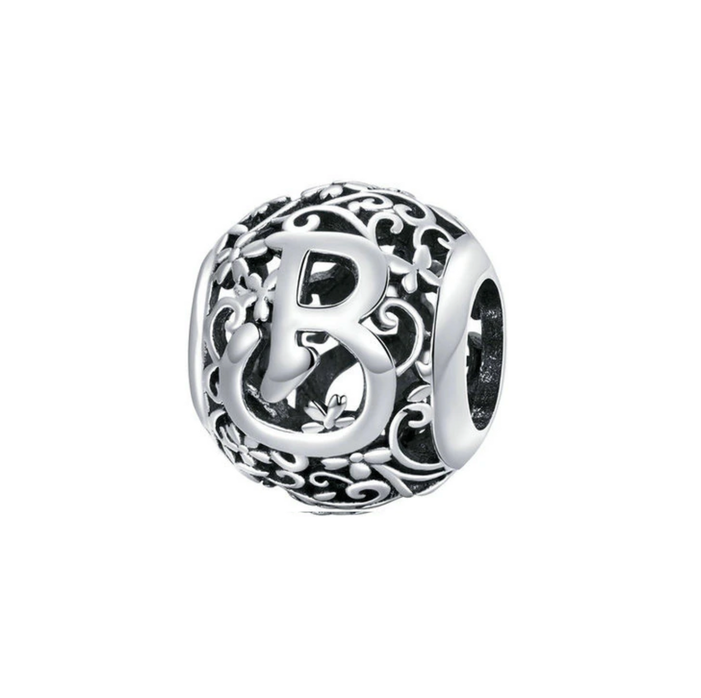 Sterling Silver Round Alphabet Charm