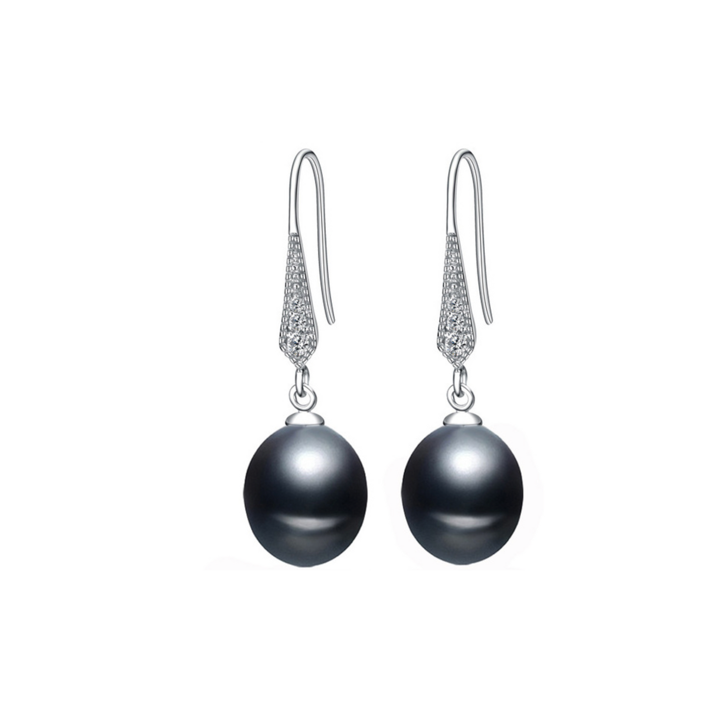 Black Freshwater Pearl & Cubic Zirconia Pave Arrow Drop Earrings