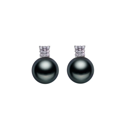 Black Freshwater Pearl & Sterling Silver Stud Earrings