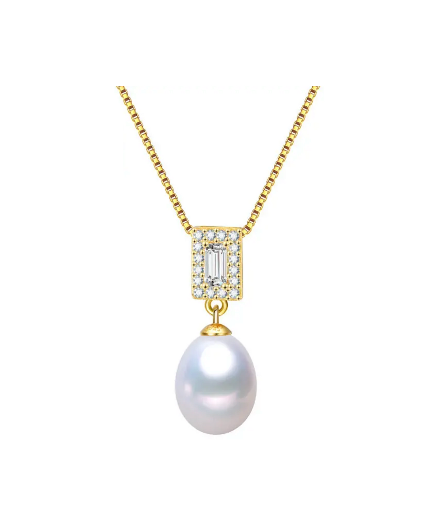 Freshwater Pearl & 18k Gold-Plated Baguette Pendant Necklace