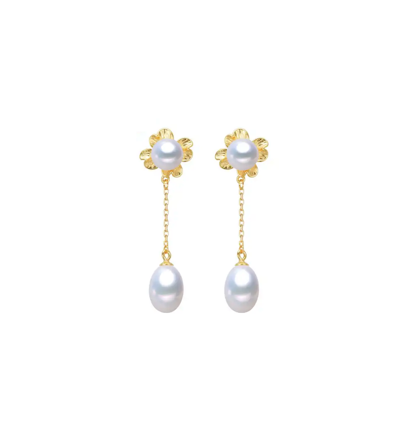 Freshwater Pearl & 18k Gold-Plated Floral Drop Earrings