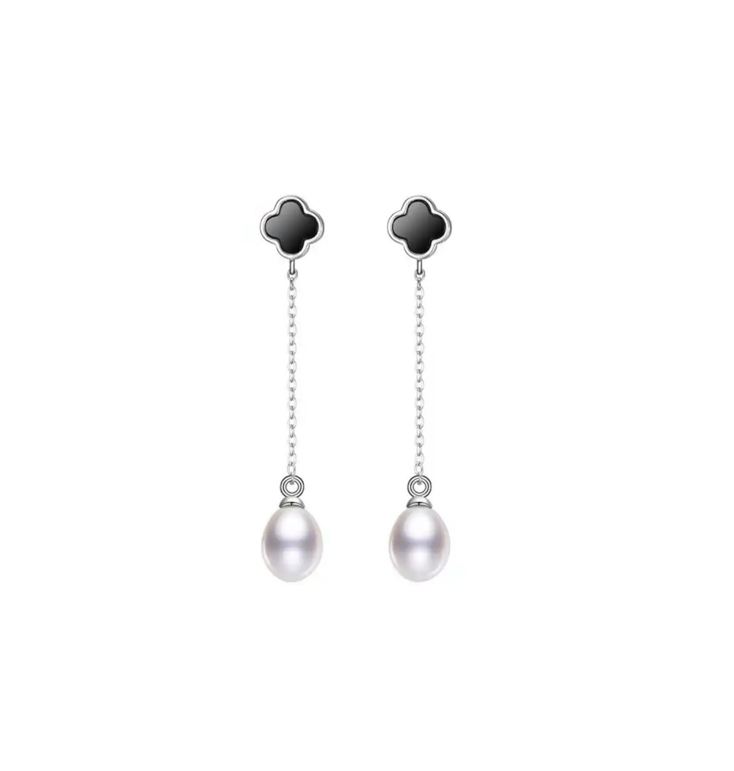 Freshwater Pearl & Sterling Silver Chain Drop Earrings