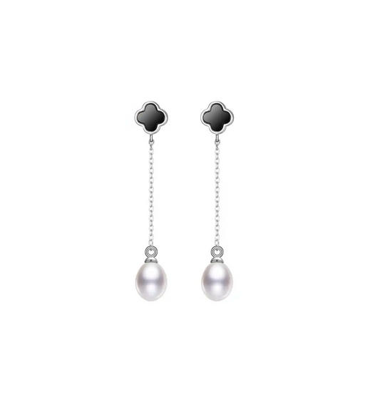 Freshwater Pearl & Sterling Silver Chain Drop Earrings