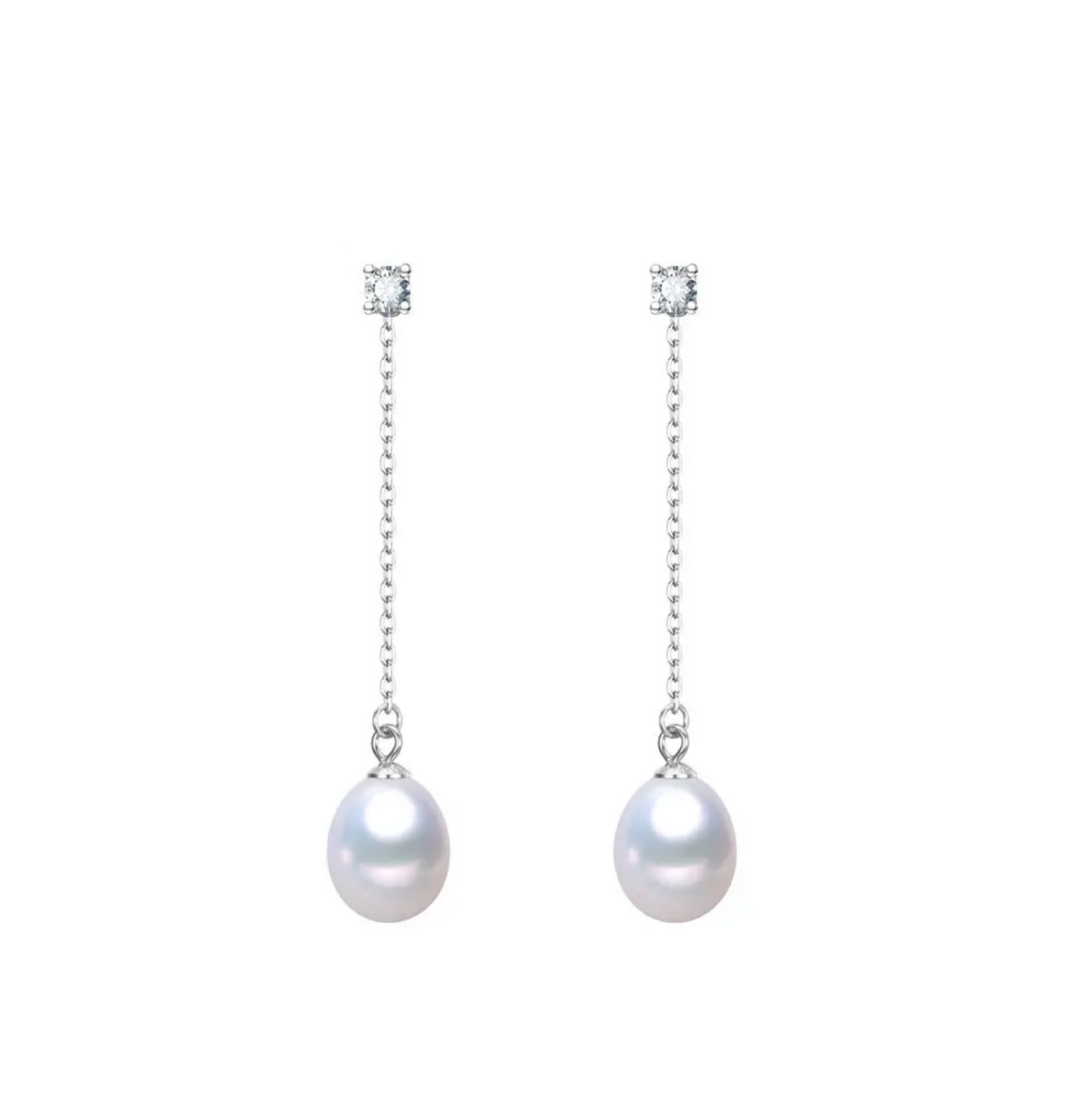 Freshwater Pearl & Sterling Silver Chain Drop Earrings