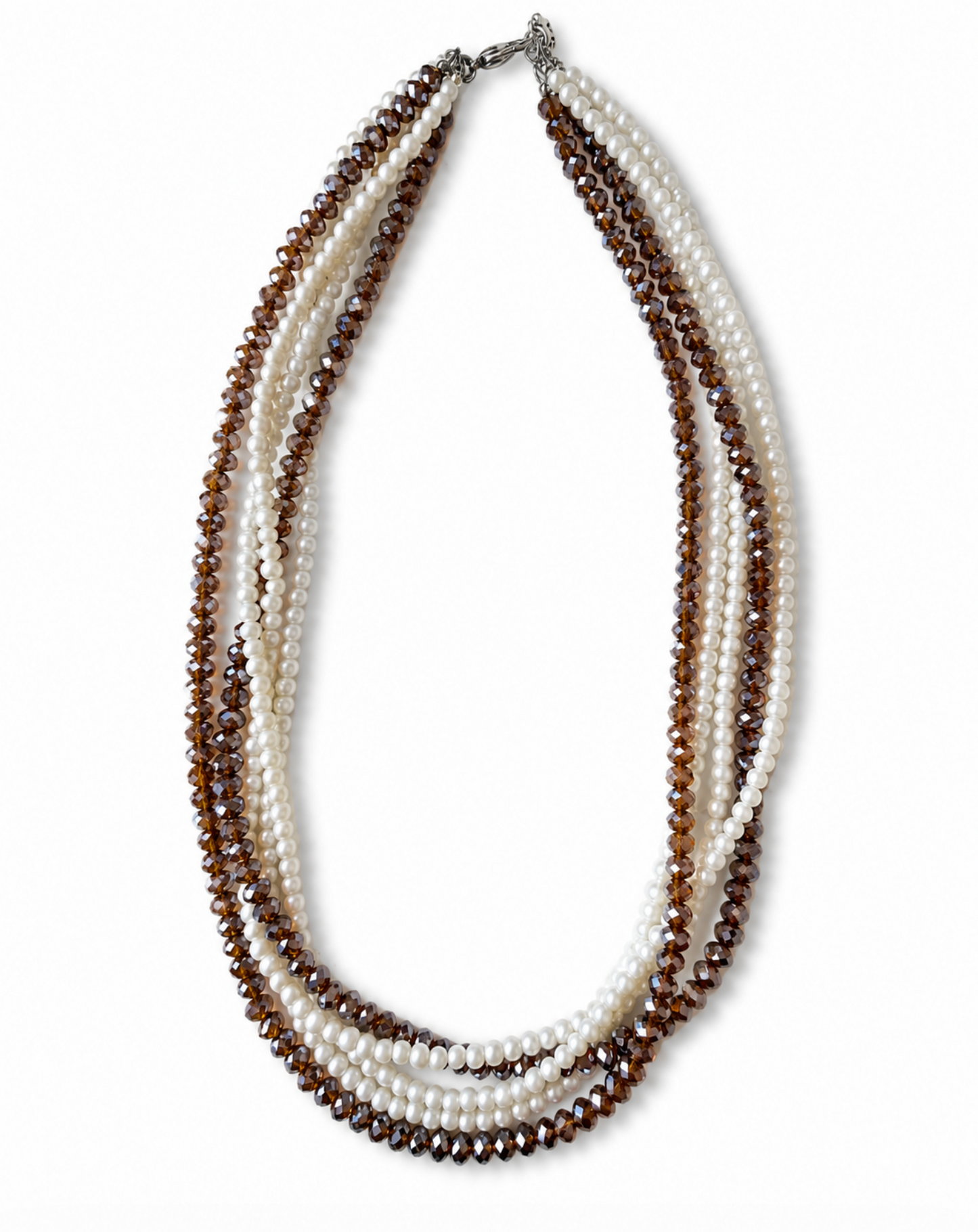 InstaGlam Five-Strand Pearl & Crystal Necklace with Elephant Charm